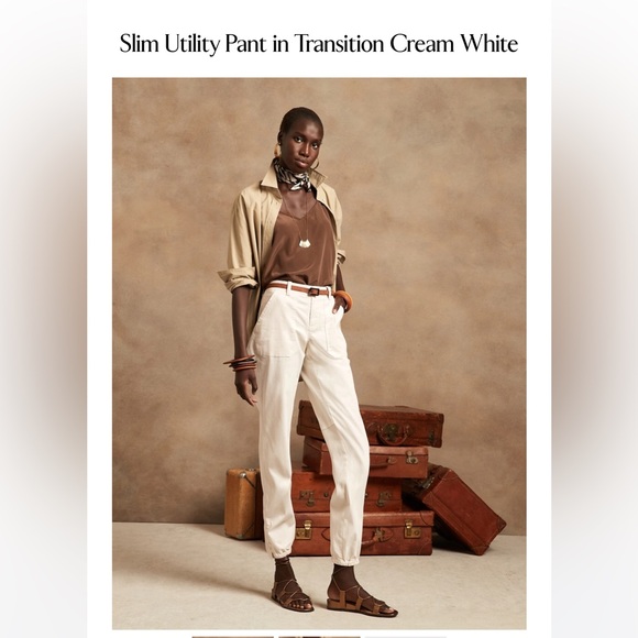 EUC Banana Republic slim cut utility pants cream size 4 - Picture 2 of 6